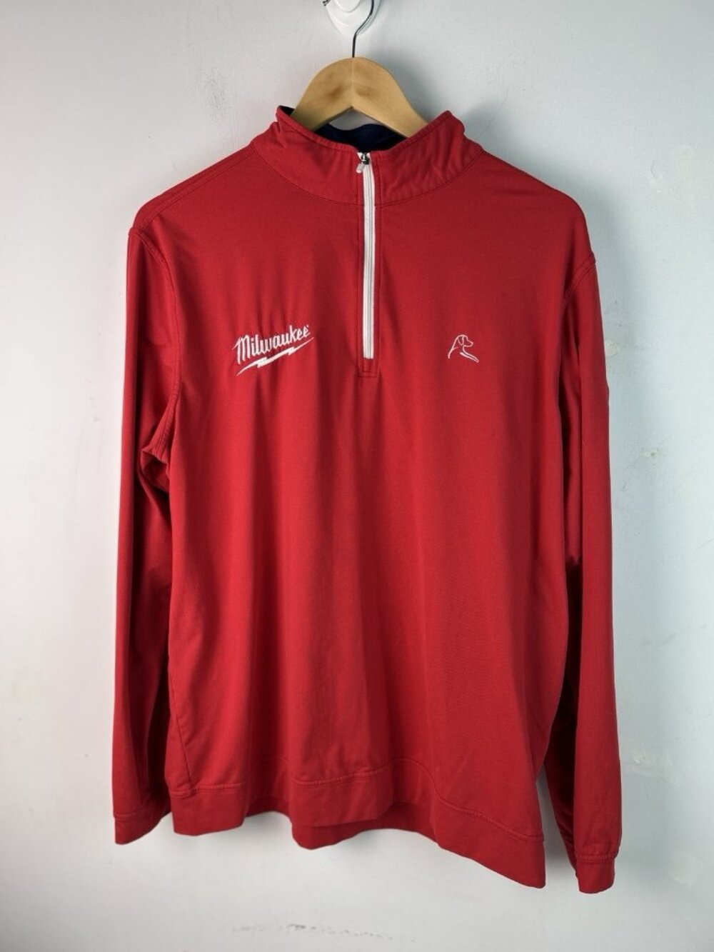 Rhoback Long Sleeve Performance 1/4 Zip Pullover Mens L Red Milwaukee Tool Brand